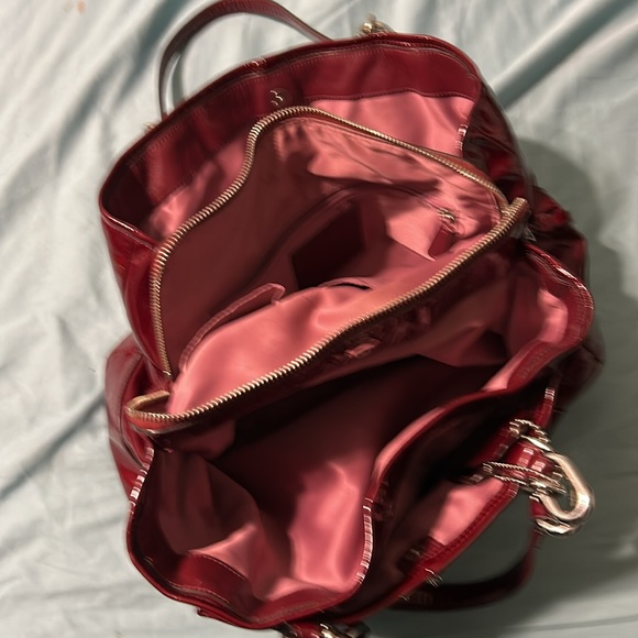 Patent Leather red used coach bag some wear scratches.Still nice,pouches in it. - Picture 16 of 16
